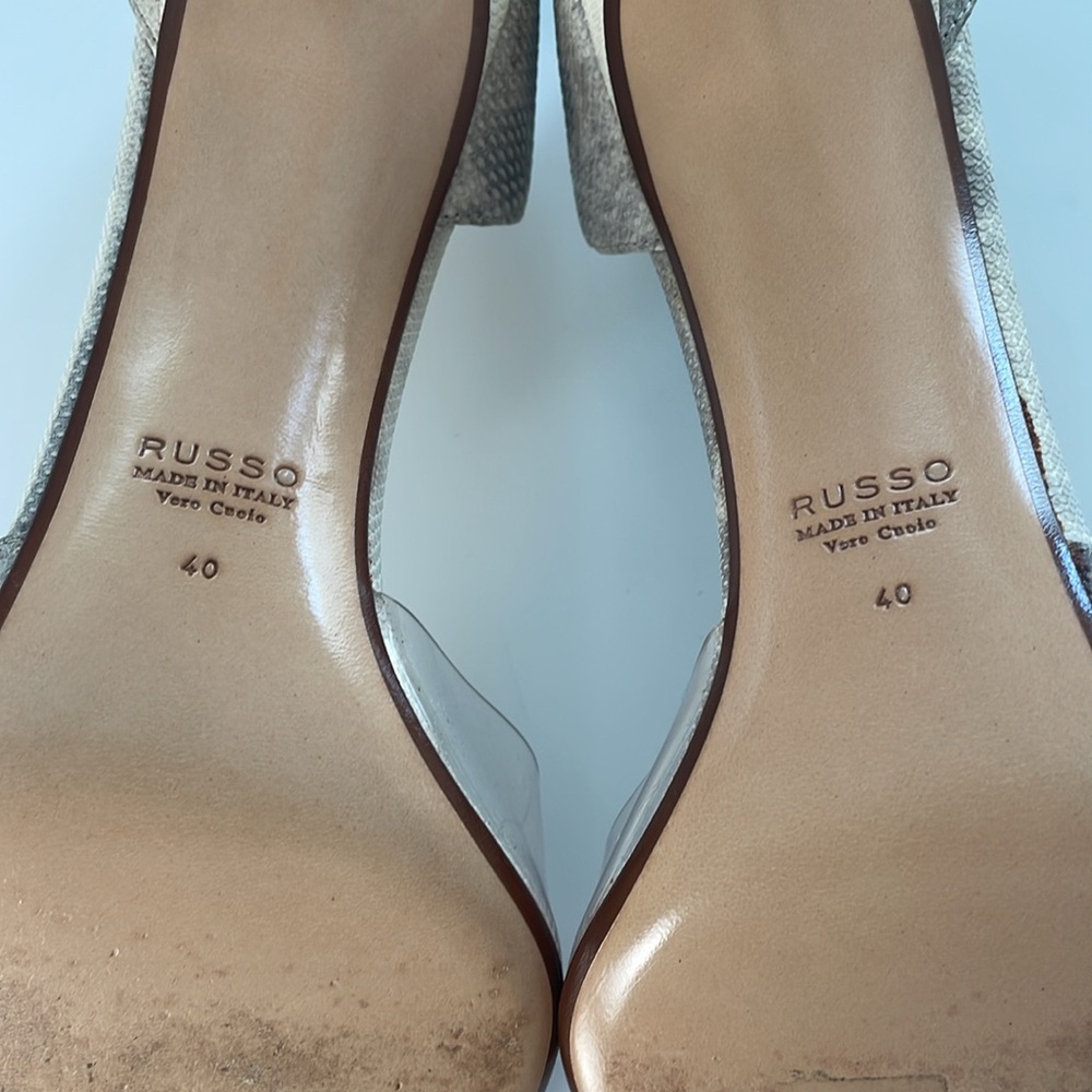 FRANCESCO RUSSO Paris Leather Plexi Pumps Heels. 40. - Picture 8 of 11